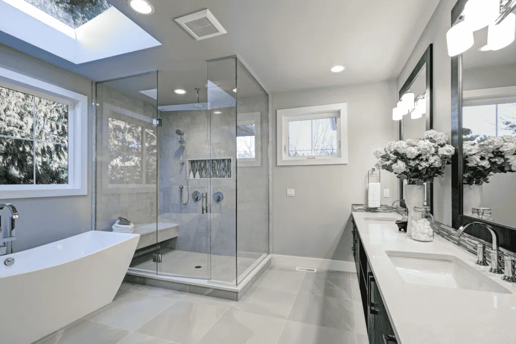 Kirkland Bathroom Remodeling | CHC Remodel 3 Kirkland walk-in shower remodeling with natural stone tile