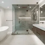 Bathroom Remodel Cost Breakdown in Woodinville | CHCRemodel 1 Luxury primary bathroom suite remodel featuring a freestanding tub, large walk-in shower, and double vanity, representative of high-end renovations in Woodinville, WA.