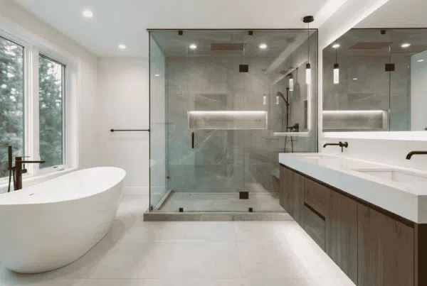 Bathroom Remodel Cost Breakdown in Woodinville | CHCRemodel 4 Luxury primary bathroom suite remodel featuring a freestanding tub, large walk-in shower, and double vanity, representative of high-end renovations in Woodinville, WA.