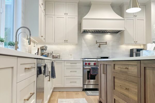 White Kitchen Remodel with Wood Island White kitchen remodel with wood island cabinetry